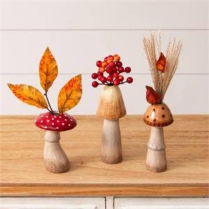 Mushroom Bud Vases (Pk/03 Ast)