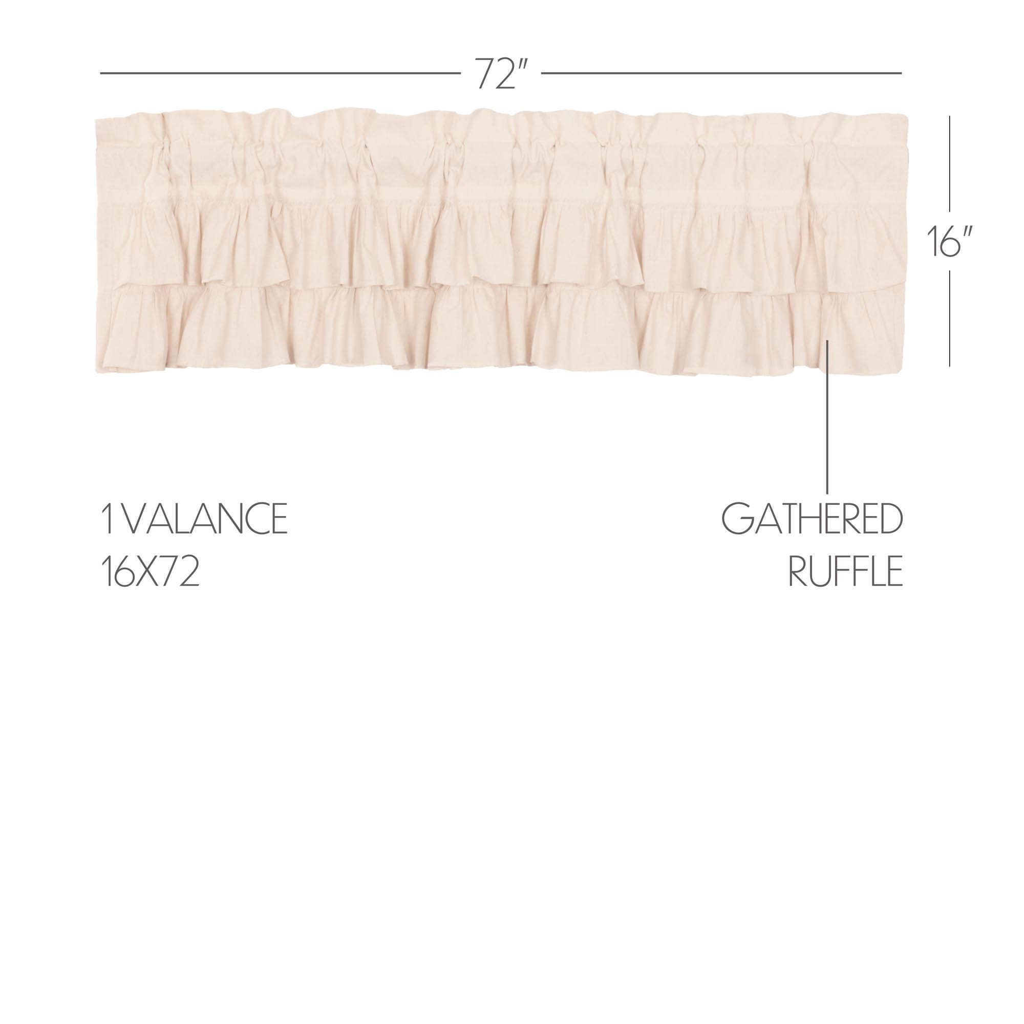 Simple Life Flax Natural Ruffled Valance 16x72